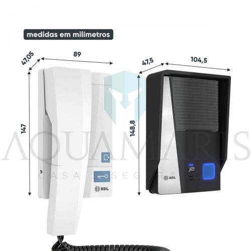 Kit Interfone HDL F8 Advance Preto c/ Fechadura C90 PRO Cilindro Ajust�vel 31-87mm