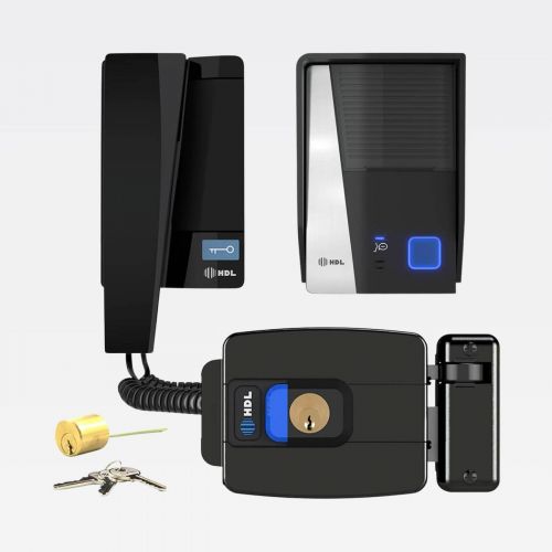 Kit Interfone HDL F8 Advance Preto c/ Fechadura C90 PRO Cilindro Ajust�vel 31-87mm