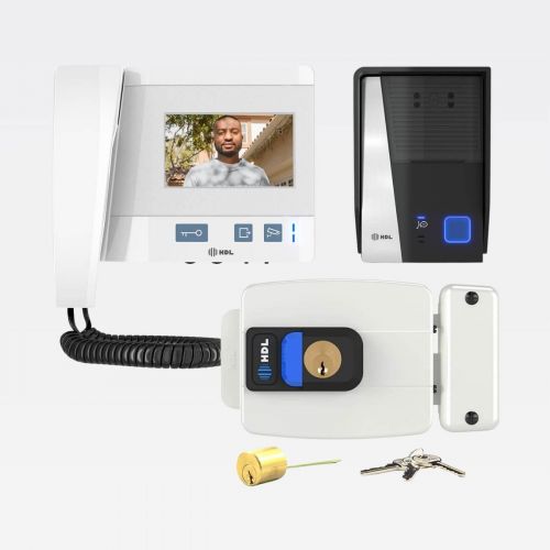 Kit V�deo Porteiro HDL Class c/ C�mera Monitor 4.3" Fechadura C90 PRO Cilindro Ajust�vel 31-87mm