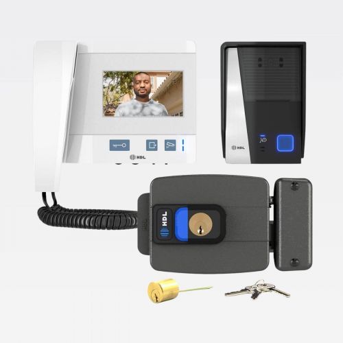 Kit V�deo Porteiro HDL Class c/ C�mera Monitor 4.3" Fechadura C90 PRO Cilindro Ajust�vel 31-87mm