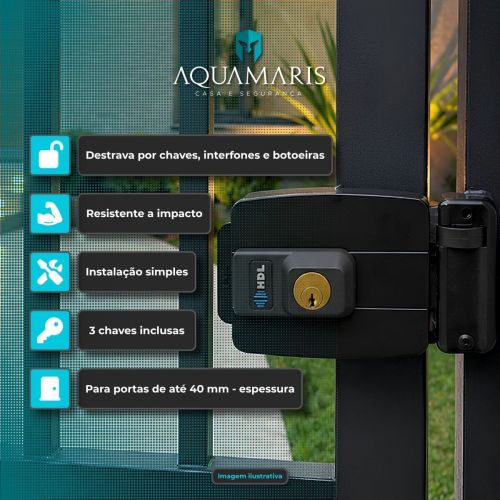 Kit Interfone HDL Class 2 Pontos c/ Fechadura El�trica C90 STD Cilindro Fixo 40mm