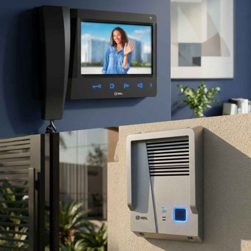 Kit V�deo Porteiro HDL Connect WiFi 7" Touchscreen c/ Aplicativo Protetor Antivandalismo