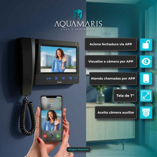 Kit V�deo Porteiro HDL Connect WiFi 7" Touchscreen c/ Aplicativo Protetor Antivandalismo
