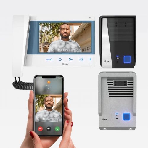 Kit V�deo Porteiro HDL Connect WiFi 7" Touchscreen c/ Aplicativo Protetor Antivandalismo