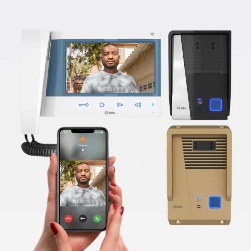 Kit V�deo Porteiro HDL Connect WiFi 7" Touchscreen c/ Aplicativo Protetor Antivandalismo