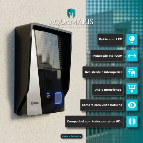 Kit V�deo Porteiro HDL Class c/ Fechadura El�trica C90 STD Cilindro 40mm Monitor