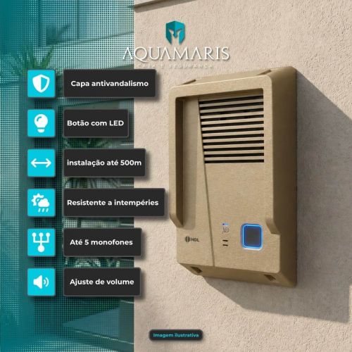 Kit V�deo Porteiro HDL Advance Monitor 7" Viva-Voz Fone Protetor Antivandalismo