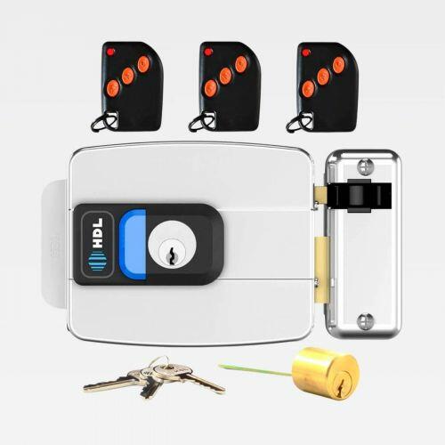 Kit Fechadura Elétrica C90 Pro Inox Cilindro Ajustável 31-87mm + Receptor 1 Canal + Fonte 12V 1A + 3 Controles HDL