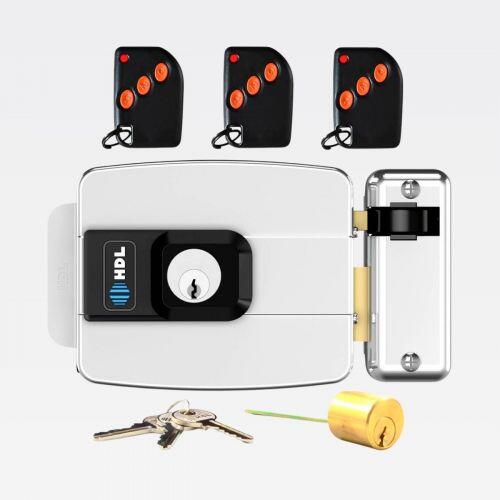 Kit Fechadura Elétrica C90 STD Inox Cilindro Fixo 40mm c/ 3 Controles Fonte 12V HDL