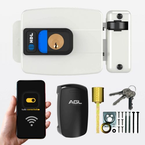 Kit Fechadura El�trica C90 PRO + M�dulo Wi-Fi AGL Ultra Contato HDL C90 PRO Wi-Fi Controle App Alexa Branco HDL