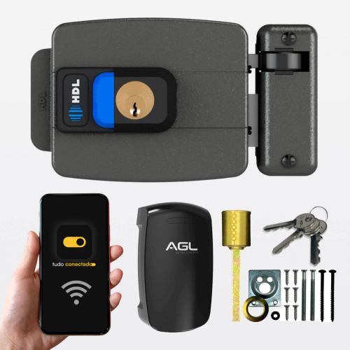 Kit Fechadura El�trica C90 PRO + M�dulo Wi-Fi AGL Ultra Contato HDL C90 PRO Wi-Fi Controle App Alexa Branco HDL