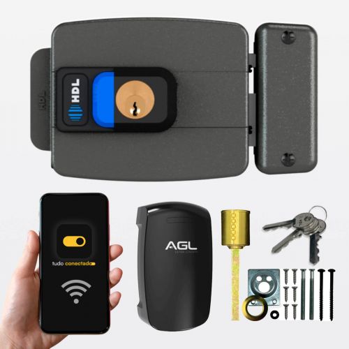 Kit Fechadura El�trica C90 PRO + M�dulo Wi-Fi AGL Ultra Contato HDL C90 PRO Wi-Fi Controle App Alexa Branco HDL