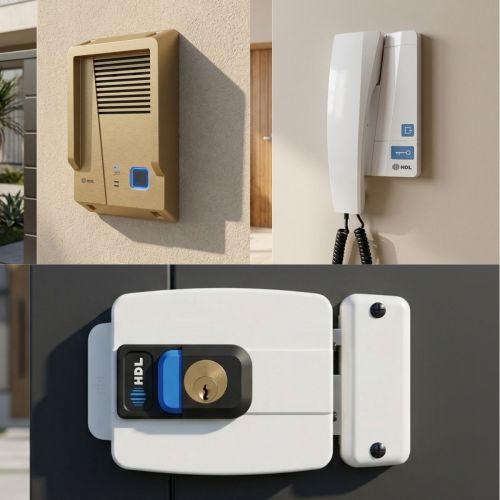 Kit Interfone HDL F8 Advance Bronze + Fechadura C90 Pro + Protetor Antivandalismo Cilindro Ajust�vel 31-87mm