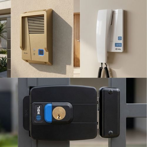 Kit Interfone HDL F8 Advance Bronze + Fechadura C90 Pro + Protetor Antivandalismo Cilindro Ajust�vel 31-87mm