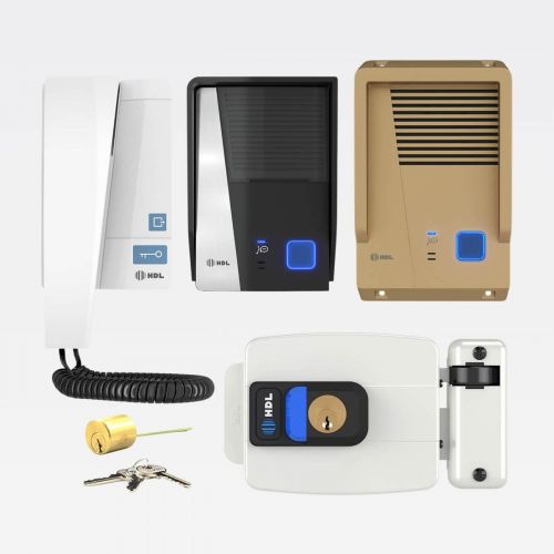 Kit Interfone HDL F8 Advance Bronze + Fechadura C90 Pro + Protetor Antivandalismo Cilindro Ajust�vel 31-87mm