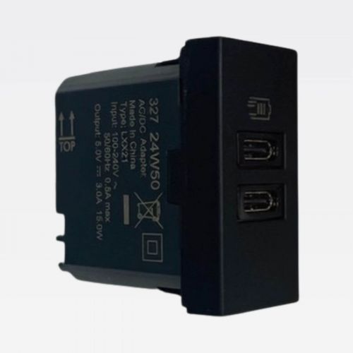 M�dulo Carregador USB 15W C+C Preto Matix Go Bticino Legrand JB4191CC