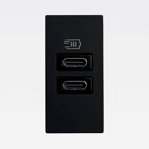 Módulo Carregador USB 15W C+C Preto Matix Go Bticino Legrand JB4191CC