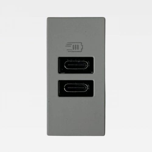 Módulo Carregador USB 15W C+C Cinza Matix Go Bticino Legrand JG4191CC