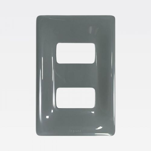 Placa 2 Postos Separados Zeffia 4x2 Cinza Legrand 680182CZ