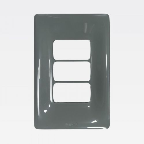 Placa 3 Postos Separados Zeffia 4x2 Cinza Legrand 680183CZ
