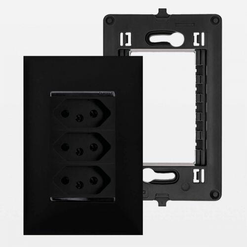 Conjunto 4x2 Tomada Triplex 10A Monobloco Pial Plus+ Legrand