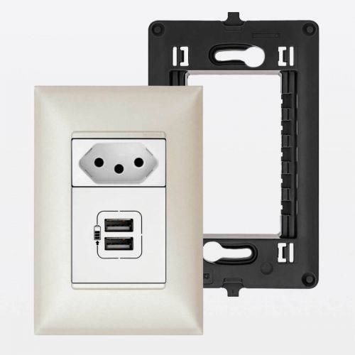 Conjunto 4x2 Tomada USB Dupla 3000mA Tomada 10A Pial Plus+ Legrand