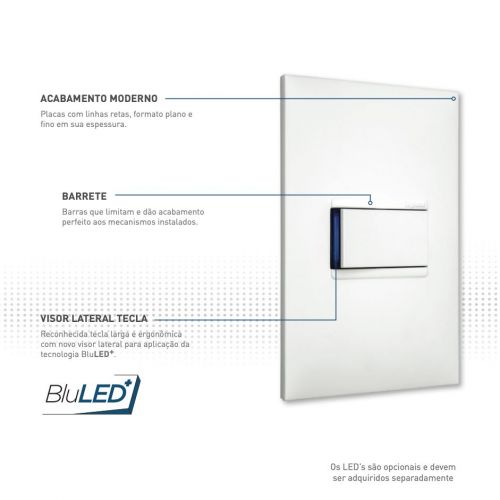 Conjunto 4x2 Interruptor Pulsador Campainha Pial Plus+ Legrand