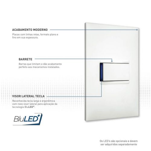 Conjunto 4x2 Dimmer LED Interruptor Simples Pial Plus+ Legrand
