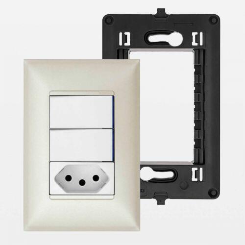 Conjunto 4x2 Tomada 20A 2 Interruptores Simples Pial Plus+ Legrand