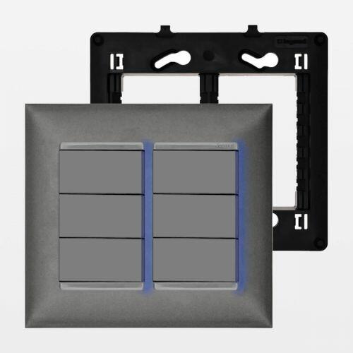 Conjunto 4x4 6 Interruptores Simples Pial Plus+ Legrand