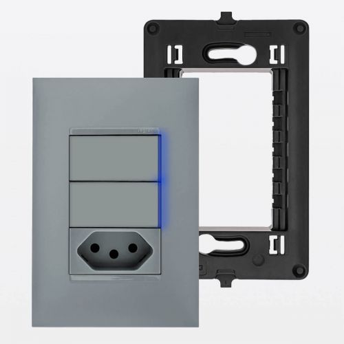 Conjunto 4x2 Tomada 10A com 2 Interruptores Simples Pial Plus+ Legrand