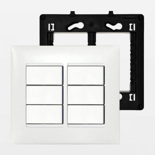 Conjunto 4x4 Interruptor Pial Plus+ 2 Paralelos 4 Simples com LED Azul Legrand