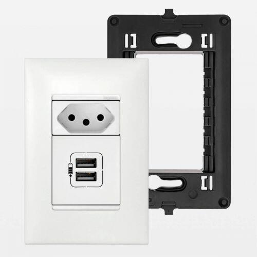 Conjunto 4x2 Tomada USB Dupla 3000mA + Tomada 20A PIAL Plus+ Legrand