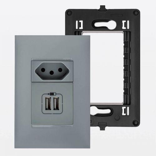 Conjunto 4x2 Tomada USB Dupla 3000mA + Tomada 20A PIAL Plus+ Legrand