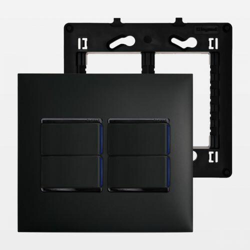 Conjunto 4x4 4 Interruptores Paralelos c/ LED PIAL Plus+ Legrand
