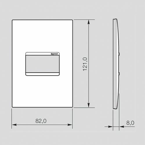 Conjunto 4x2 Interruptor Simples 10A c/ LED Azul PIAL Plus+ Legrand