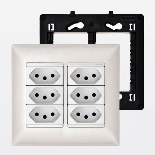 Conjunto 4x4 2 Tomadas Triplex 10A PIAL Plus+ Legrand