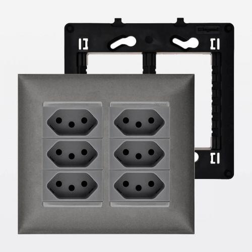 Conjunto 4x4 2 Tomadas Triplex 10A PIAL Plus+ Legrand
