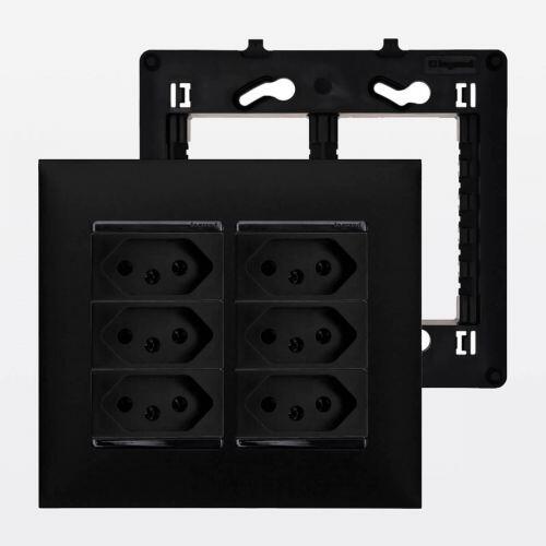 Conjunto 4x4 2 Tomadas Triplex 10A PIAL Plus+ Legrand