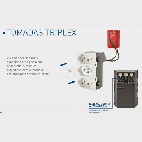 Conjunto 4x4 2 Tomadas Triplex 10A PIAL Plus+ Legrand