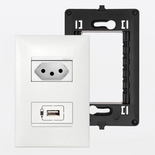 Conjunto 4x2 Tomada USB + Tomada 10A PIAL Plus+ Legrand