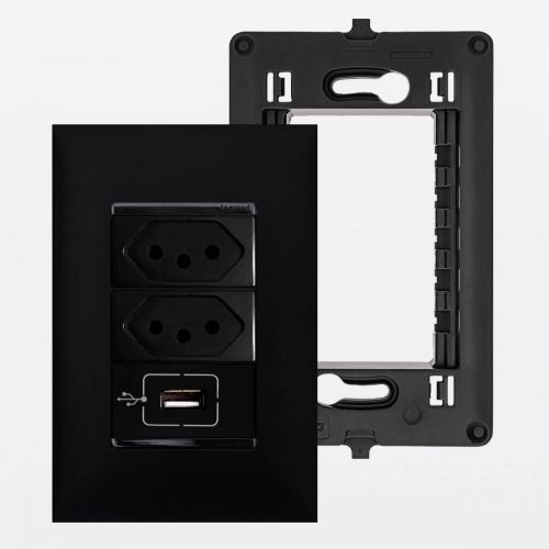 Conjunto 4x2 Carregador USB + 2 Tomadas 10A PIAL Plus+ Legrand