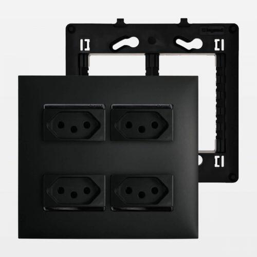 Conjunto 4x4 Tomada Qu�drupla 10A PIAL Plus+ Legrand