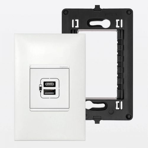 Conjunto 4x2 Carregador USB-C + USB-A PIAL Plus+ Legrand