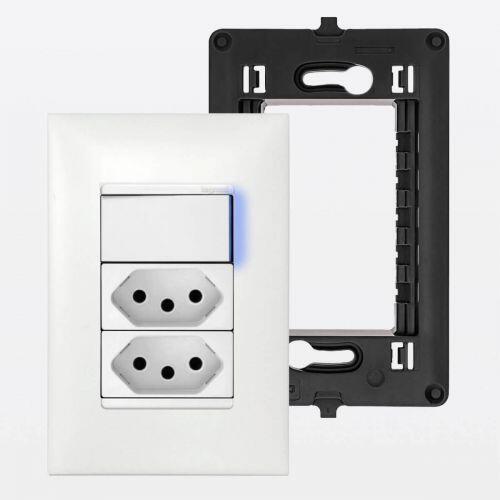 Conjunto 4x2 Tomada Dupla 10A e Interruptor Simples com LED PIAL Plus+ Legrand