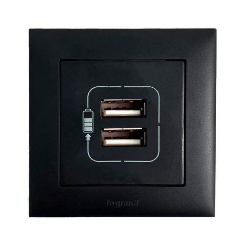 Conjunto para Embutir em Móveis Carregador USB Duplo Tipo A PIAL Plus+ Legrand