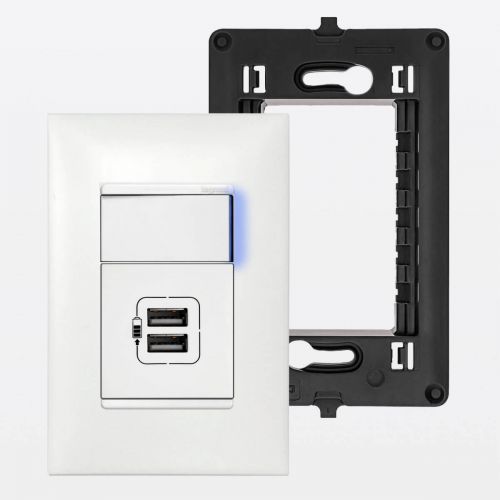 Conjunto 4x2 Carregador USB Duplo Tipo A e Interruptor Simples PIAL Plus+ Legrand
