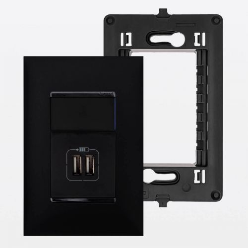 Conjunto 4x2 Carregador USB Duplo Tipo A e Interruptor Simples PIAL Plus+ Legrand