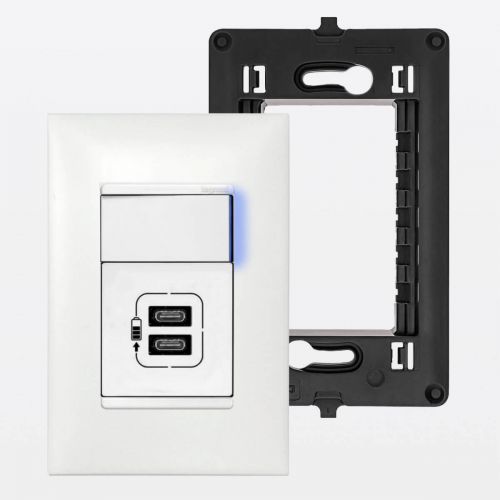 Conjunto 4x2 Interruptor Simples com LED e USB Duplo C PIAL Plus+ Legrand
