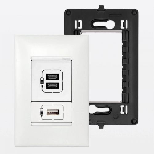 Conjunto 4x2 USB Duplo C + Simples A 10A PIAL Plus+ Legrand